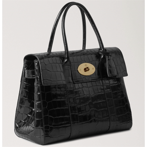 Mulberry Bayswater Black Shiny Small Croc